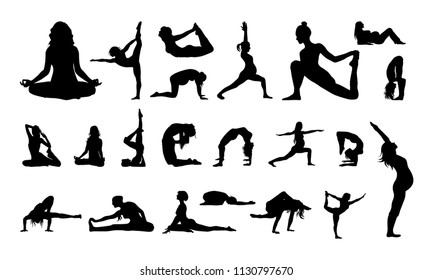 Set of Yoga Silhouette vector illustration