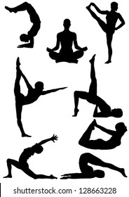 Set of Yoga Silhouette . Vector illustration