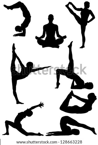 Set of Yoga Silhouette . Vector illustration