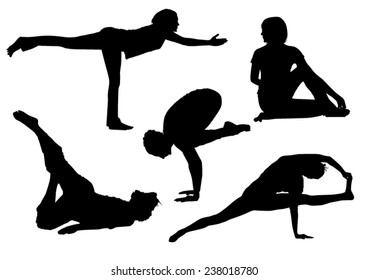 Set of Yoga Silhouettes