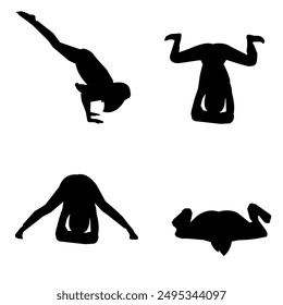 a set of yoga silhouettes. isolated on white background. graphic vector illustration.