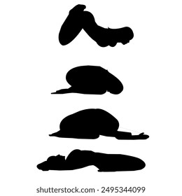 a set of yoga silhouettes. isolated on white background. graphic vector illustration.