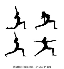 a set of yoga silhouettes. isolated on white background. graphic vector illustration.