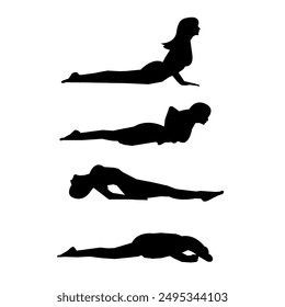 a set of yoga silhouettes. isolated on white background. graphic vector illustration.