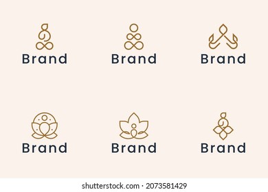 set of yoga and spa logo.