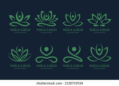 Set of yoga and spa logo design collection
