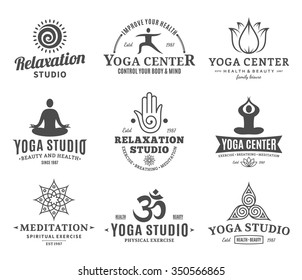 Set of yoga studio and meditation class logo