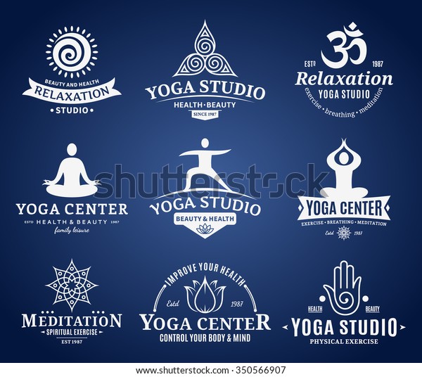 Set Yoga Studio Meditation Class Logo Stock Vector (Royalty Free ...