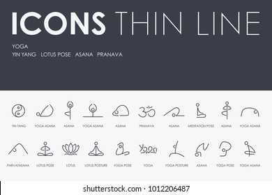 Set of YOGA Thin Line Vector Icons and Pictograms