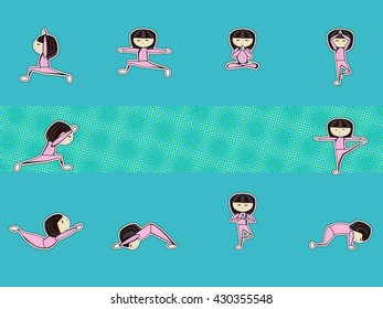 set yoga woman vector