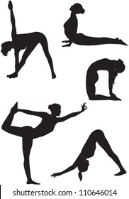 Set of yoga women icons. Vector