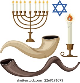 Ilustración de objetos ceremoniales de Yom Kippur