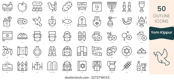 Set of yom kippur icons. Thin linear style icons Pack. Vector Illustration