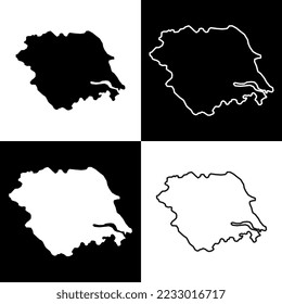 Set of Yorkshire and the humber, England, UK region map. Vector illustration.