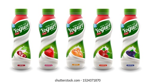 set of yougurt brand new packaging isolated design for milk, yogurt or cream product branding or advertising design