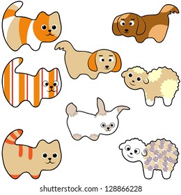 set of young animals on a white background