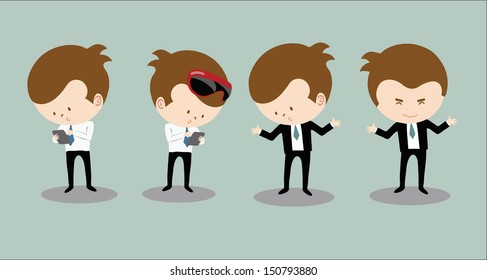 Set of young businessman character 