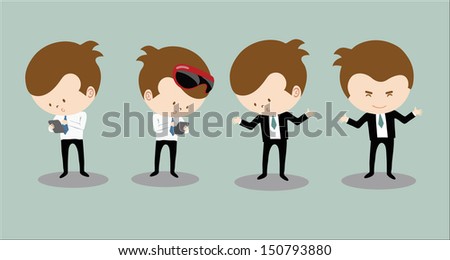 Set of young businessman character 