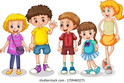 Set Young Children Character Illustration Stock Vector (Royalty Free ...