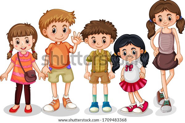 Set Young Children Character Illustration Stock Vector (Royalty Free ...