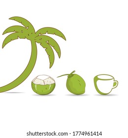 set of young coconuts are delicious to drink in the summer