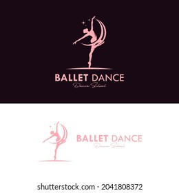 set young gymnast women dance with ribbon logo