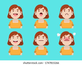 Set Of Young Lady Avatar