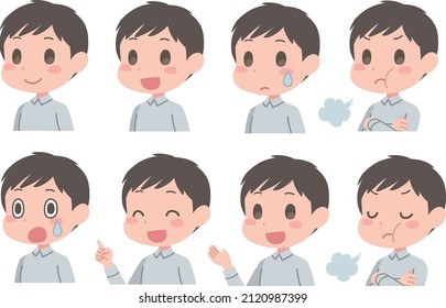 A set of young male expressions