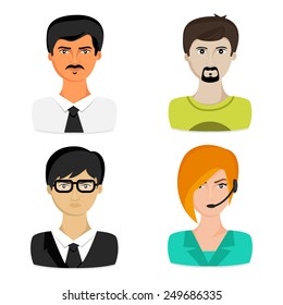 Set of young male and female business avatars.