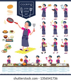 A set of young man about cooking.There are actions that are cooking in various ways in the kitchen.It's vector art so it's easy to edit.
