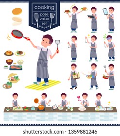 A set of young man about cooking.There are actions that are cooking in various ways in the kitchen.It's vector art so it's easy to edit.
