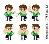 Set of young man characters in different poses