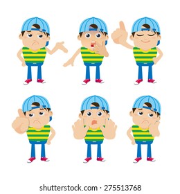 Set of young man characters in different poses