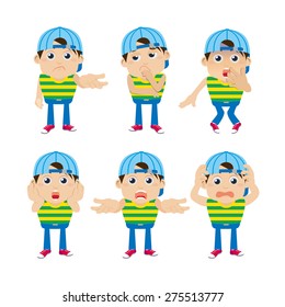 Set of young man characters in different poses