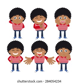 Set of young man characters in different poses