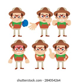 Set of young man characters in different poses