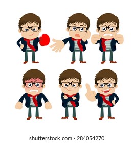 Set of young man characters in different poses