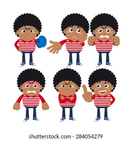 Set of young man characters in different poses