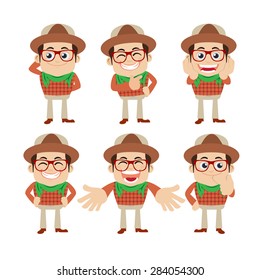 Set of young man characters in different poses