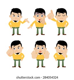 Set of young man characters in different poses