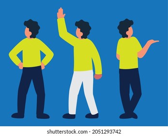 set young man different poses