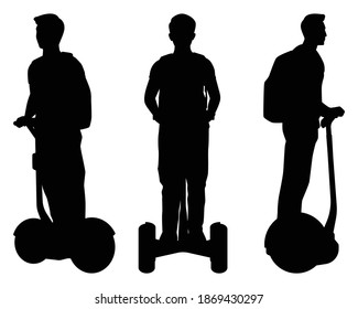 Conjunto de hombres jóvenes conduciendo sobre el vector de silueta de cartón