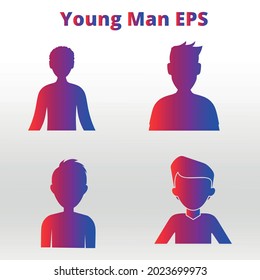 set of young man Head Silhouette  abstract,  line isolated or logo isolated sign symbol vector, outline and stroke style Collection of high-quality color style vector illustration,