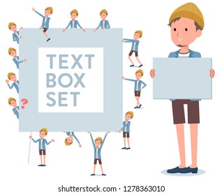 A set of young man with a message board.Since each is divided, you can move it freely.It's vector art so it's easy to edit.
