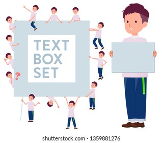 A set of young man with a message board.Since each is divided, you can move it freely.It's vector art so it's easy to edit.
