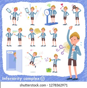 A set of young man on inferiority complex.There are actions suffering from smell and appearance.It's vector art so it's easy to edit.