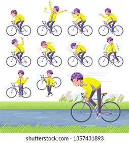 A set of young man on a road bike.There is an action that is enjoying.It's vector art so it's easy to edit.
