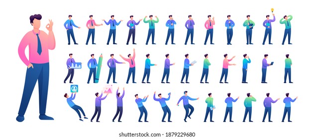 Set Young Man Presentation Various Various Stock Vector (Royalty Free ...