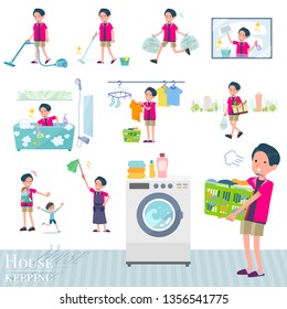 A set of young man related to housekeeping such as cleaning and laundry.There are various actions such as child rearing.It's vector art so it's easy to edit.
