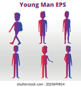 set of young man Silhouette  abstract,  line isolated or logo isolated sign symbol vector, outline and stroke style Collection of high-quality color style vector illustration,